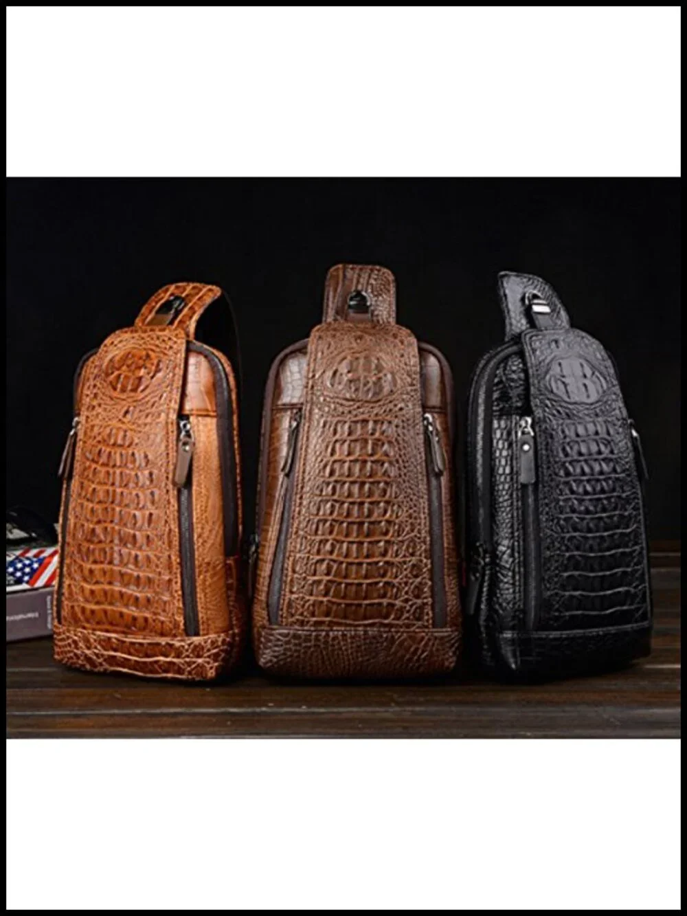 PU Leather Sling Bag Crossbody Chest Bag Hiking Daypack